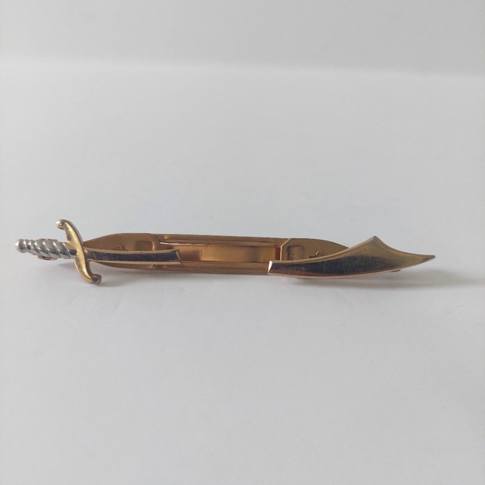 Anson Swank sword tie clip gold vintage retro tie bar